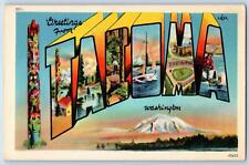 c1940's Greetings From Tacoma Big Letter Washington WA Correspondence Postcard picture