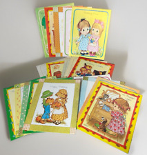 18 Vintage Bonnets & Blessings Greeting Cards 1980s Bible Verses Children NOS picture