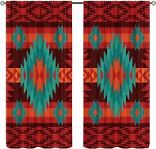 Native American Aztec Curtain, Vintage Southwestern Navajo Abstract Aztec Wes... picture