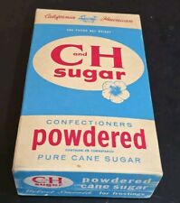 Vintage C and H Cane Sugar Powdered 1Lb Box Unopened Blue California Prop Rare picture
