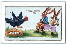c1910's Easter Anthropomorphic Rabbit Chick Eggs Nest Embossed Antique Postcard picture