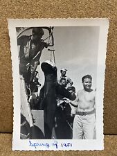 Vintage 1951 Photo Military Naval Sailors Catch Shark on Ship picture