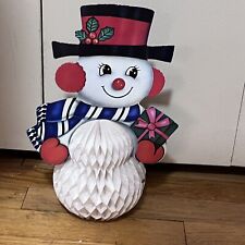12” VTG Christmas Snowman Honeycomb Table Decor Centerpiece picture