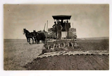 Antique RPPC Farm Tractor Tiller Horse Drawn Wagon Occupational Real Photo picture