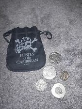 DISNEY WORLD PIRATES OF THE CARIBBEAN PROP TREASURE COINS & POUCH VINTAGE RARE picture