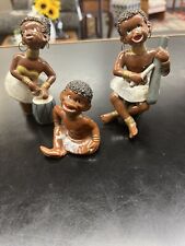 Vintage Hand-Painted Ceramic Mid-Century Black African  Tribal Figures picture