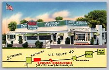Brooks Restaurant Pulaski Highway Baltimore Maryland VTG Postcard-Mellinger STU picture