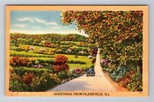Plainfield IL-Illinois, Scenic Road Greetings, Antique Souvenir Vintage Postcard picture