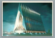 Cadet Chapel at Night U.S. Air Force Academy Colorado CO Vintage Postcard picture