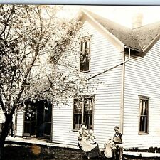 c1900s Home House w/ Family Baby RPPC Real Photograph Postcard Clapboard Vtg A10 picture