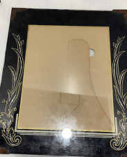Antique Reverse Painted Glass Picture Frame Black With Metal Edging picture