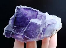 276g Natural Phantom Window Cube Blue Purple Fluorite Mineral Specimen/China picture