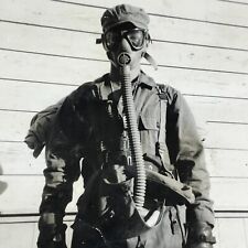 K8 Photograph 1948 U.S. Military Soldier Gas Mask Uniform Artistic Army 1940's picture