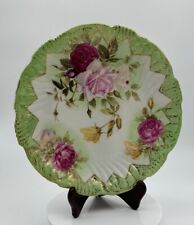 Antique Hand Painted Nippon Porcelain Serving Plate - Roses, Green & Gold Trim picture