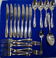 Pfaltzgraff Linden Glossy Stainless Steel Flatware Lot of 19  Pieces picture