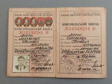 Soviet Komsomol Ticket Old . Document Original . USSR VLKSM Lenin . 6 picture