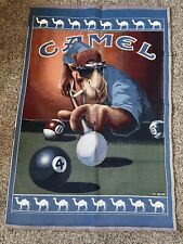 VINTAGE JOE CAMEL CIGARETTES POOL CUE BILLIARD WALL CLOTH TAPESTRY SIGN 42”x28” picture