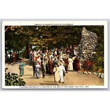 Vintage Postcard Holy Hill Wisconsin Pilgrims Praying Divided Back White Border picture
