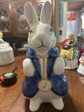 Vintage White Rabbit Cookie Jar Alice in Wonderland 13.5