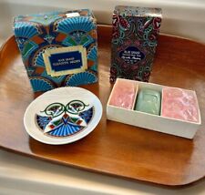 Vintage NEW Elizabeth Arden Treasures of the Pharaohs Set Blue Grass Soap Dish picture