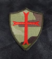 CROSS CRUSADER  SHIELD  3.0 INCH TACTICAL COMBAT INFIDEL HOOK PATCH  picture