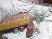 vintage coca cola Yellow Wooden Crate And  collectibles Lot picture