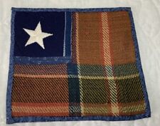 Antique Vintage Table Topper, Woven Homespun Blanket, Plaid, Salmon, Star picture