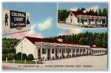 c1950's Colonial Court White Sulphur Springs West Virginia WV Vintage Postcard picture