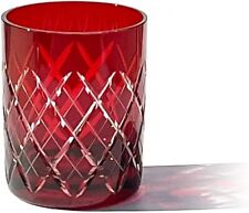 Edo Kiriko Yarai Mon Old Fashioned Glass (Red) - Handmade in Japan Japanese picture
