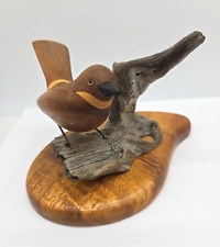 1989 Vtg Russ Graff Bird Figurine Original Art Carved Driftwood 6