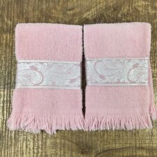 Vintage Guest Pink 2 Washcloths Retro Decorative Bath Avanti Fringe Trim picture