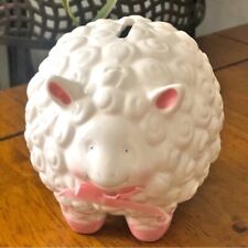 Vintage Russ Ballerina Sheep Ceramic Bank / White and Pink picture