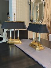 Pair of French Bouillotte Brass Lamp Tole Copper Shade 17