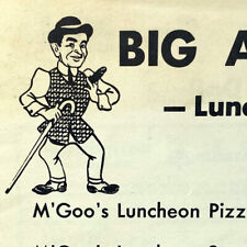 Vintage 1960s Big M'Goo'S Italian Pizza Restaurant Menu Canoga Park California picture