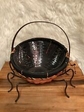 Longaberger 2006 Halloween Spider Basket w/ Wrought Iron Legs, Liner & Protector picture