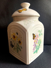 LENOX BUTTERFLY MEADOW 84 OZ MEDIUM SIZE PORCELAIN CANISTER WITH LID NEW picture