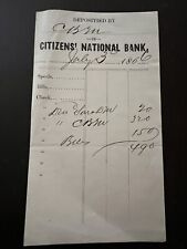 ATQ 1866 Citizens’ National Bank Deposit Slip Urbana-Champaign picture