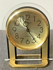 Vintage Seiko Brass And Acrylic Quartz Desk Alarm Clock Japan Tested Works picture