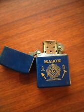 Vintage Masonic Zippo Pocket Lighter Dark Blue Mason Gold Logo Lodge  picture