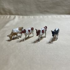 Lot Of 4 Vintage Miniature Farm Animal Cows Bulls Train Scale 1” Multi Color picture