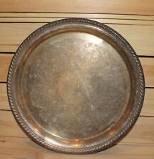 Vintage round silver plated floral platter tray picture