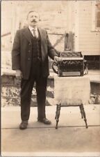 Vintage Real Photo RPPC Postcard Man with VERCELLI ACCORDION c1920s / Unused picture