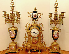Vintage Authentic Set of 3 Imperial Clock & Candelabras Made In Italy. picture