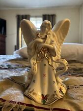 Vintage Madison Ave Porcelain Angel Christmas Figurine 2000 White/Gold 8.75