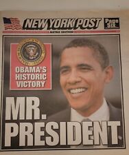 BARACK OBAMA : Elected President Of USA;  New York Post Nov. 5 2008 BN In SLV picture