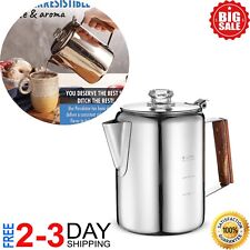 Vintage Camping Stove Top Percolator Coffee Maker Pot Stainless Steel Heavy Duty picture