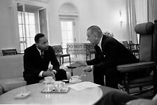 PRESIDENT LYNDON B. JOHNSON TALKING WITH MARTIN LUTHER KING 4X6 PHOTO POSTCARD picture