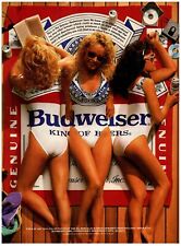 Budweiser Sexy Swimsuit Models Towel Original 1989 Print Ad 8