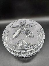 Gorgeous Cut Crystal Large Round Crystal Box /Candy/ Vanity Piece Flower Vintage picture