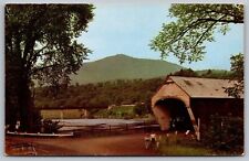 Old Toll Covered Bridge Ascutney Mountain Windsor Vermont Country Road Postcard picture